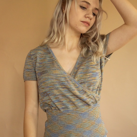 Y2K Veri Peri Melange Wrap Baby Tee - Picture 14 of 14